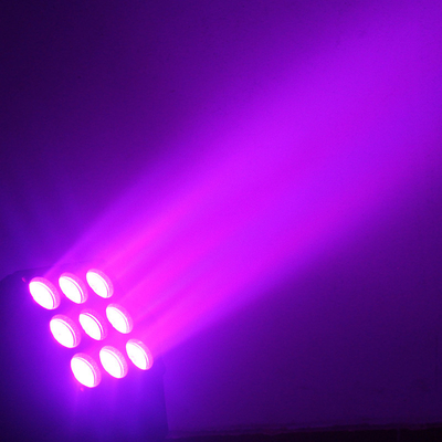 ডিজে ডিস্কোর জন্য পেশাদার 3x3 প্যানেল LED ম্যাট্রিক্স লাইট 9x10W RGBW 4 ইন 1 মুভিং হেড লাইট