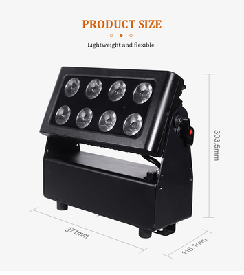 8X15W জলরোধী IP65 ব্যাটারি চালিত DMX LED ওয়াল ওয়াশার লাইট