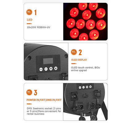 ডিজে লাইট 18pcs 20W 6IN1 RGBWA-UV ফ্ল্যাট পার আউটডোর আর্কিটেকচারাল ওয়াশ লাইট আইপি 65 18x20W LED ওয়াটারপ্রুফ পার