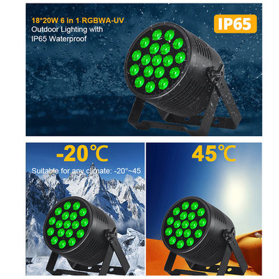 উচ্চ দক্ষতা জলরোধী 18x20 ওয়াট LED স্টেজ পার লাইট DMX512 কন্ট্রোল Rgbwa UV বিয়ের ডিজে বুথ শক্তি সঞ্চয় নকশা