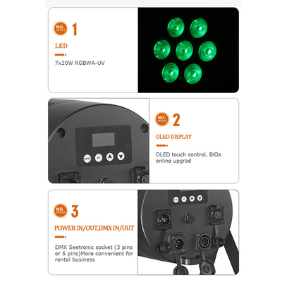 স্টেজ লাইট LED Par RGBWA UV 6IN1 7x20w IP65 ওয়াটারপ্রুফ Dmx LED Par