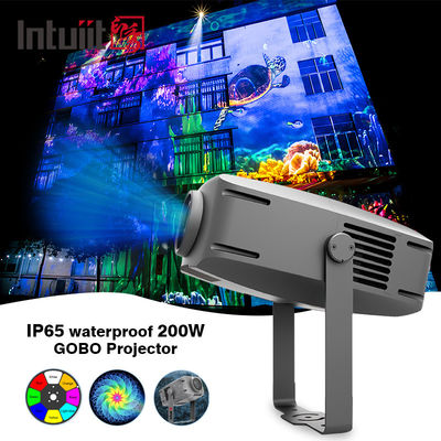 200W গোবো প্রজেক্টর আউটডোর আইপি 65 গোবো লোগো প্রজেক্টর ওয়াটারপ্রুফ কাস্টম লোগো ঘোরানো গোবো প্রজেক্টর লাইট বিজ্ঞাপন আলো