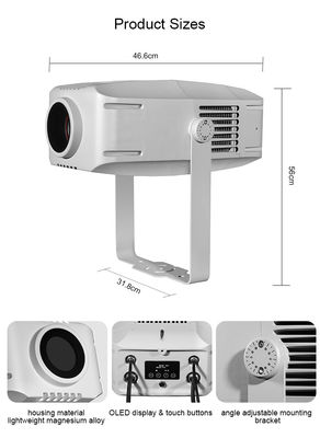 200W জলরোধী Ip65 আউটডোর ইনডোর কাস্টম বিজ্ঞাপন গোবো এলইডি জুম লোগো প্রজেক্টর লাইট