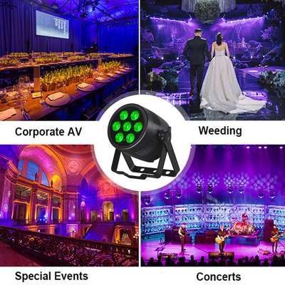 LED পার লাইট 6in1 স্টেজ আপলাইট 7x20W RGBWA-UV DMX512 কন্ট্রোল আউটডোর ডিজে লাইট স্টেজ পার্টি ক্লাব ডিস্কো ওয়েডিং ইভেন্টগুলির জন্য