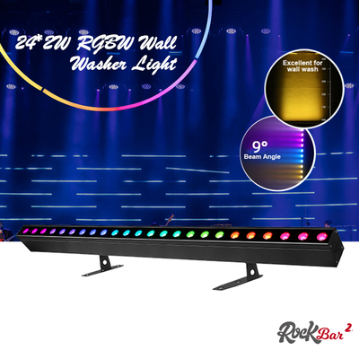 ওয়াশ লাইট IP20 DMX512 উন্নত স্মার্ট সঙ্গীত সমাধান 24*2W RGBW LED লাইট লিনিয়ার বার ওয়াল ওয়াশার