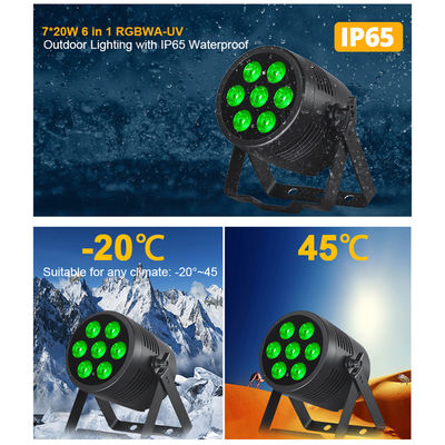 IP65 জলরোধী পেশাদার স্টেজ ডিজে ডিস্কো লাইট 7*20W RGBWA UV 6in1 LED পার লাইট DMX512 কন্ট্রোল সহ