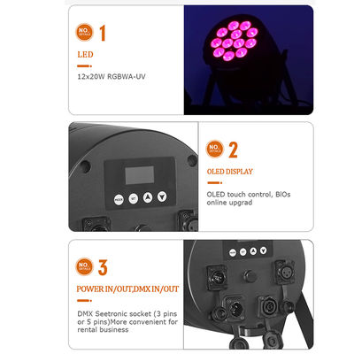 আইপি 65 আউটডোর এলইডি 12x20 ওয়াট আরজিবিডাব্লুএ-ইউভি 6 ইন 1 ইভেন্ট ডিজে ওয়াশ ডিএমএক্স 512 ওয়াটারপ্রুফ এলইডি পার লাইট