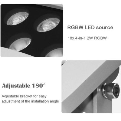পেশাগত RGBW LED বিল্ডিং গাছ বন্যা আলো জলরোধী IP65 DMX512 LED বন্যা আলো বহিরঙ্গন মুখোমুখি আলো জন্য 36W