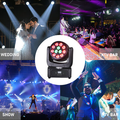 12X8W RGBW 4IN1 LED মুভিং হেড ওয়াশ ইভেন্ট পার্টির জন্য মঞ্চ আলো আলোকসজ্জা শব্দ সক্রিয়