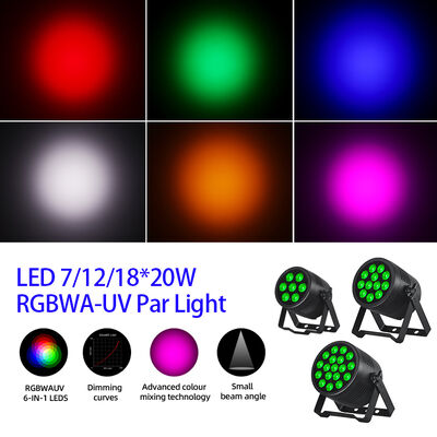 LED 7/12/18X20W Rgbwa Uv 6In1 ওয়াটারপ্রুফ DMX 512 বহিরঙ্গন প্রকল্পের জন্য নেতৃত্বাধীন প্যারলাইট