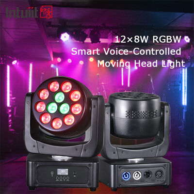 12X8W RGBW 4IN1 LED মুভিং হেড ওয়াশ ইভেন্ট পার্টির জন্য মঞ্চ আলো আলোকসজ্জা শব্দ সক্রিয়