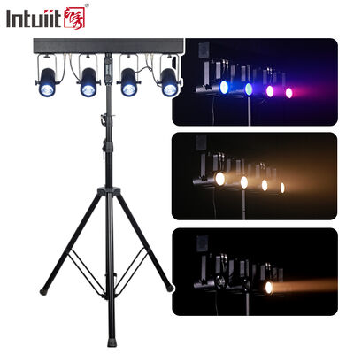 4x20W RGBW 4-in-1 LED PAR আপলাইটিং কিট — 4.5° ন্যারো বিম DMX512 স্টেজ ওয়াশ সিস্টেম ওয়েডিং, ডিজে এবং ইভেন্টের জন্য