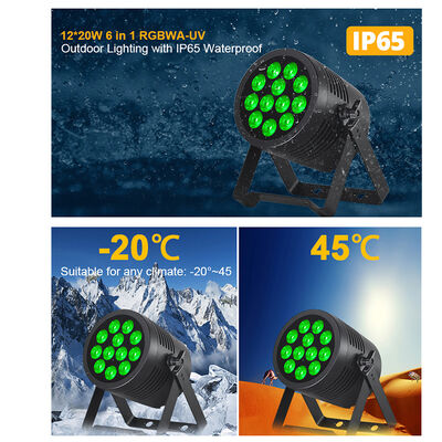 12*20W RGBWA+UV 6in1 LED Par Light IP65 আউটডোর ওয়াটারপ্রুফ DMX512 বিয়ের ডিজে পার্টির জন্য স্টেজ আপলাইটিং