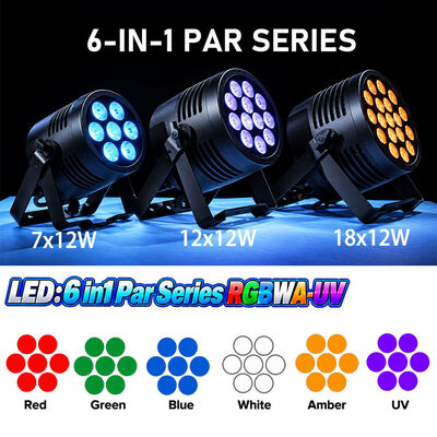 Aluminum Alloy Dmx512 7x12W RGBWA UV 6in1 Led Par Slim Lights Waterproof Ip65 Led Stage Lighting Par Can Light