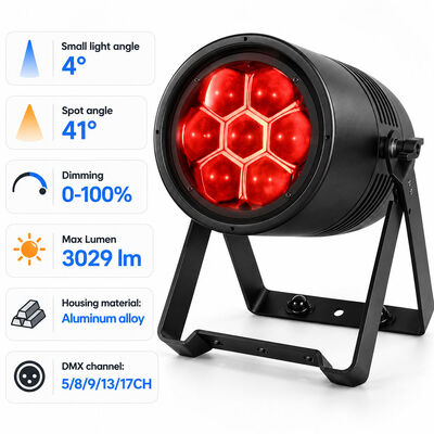IP65 Waterproof Bee Eye 4 to 41 Degree Zoom Parcan 7x40W RGBL 4IN1 LED Wash Stage Par Light with LED Ring