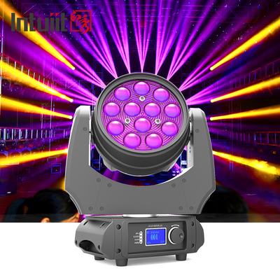 ওয়াইড অ্যাঙ্গেল 5-60 ডিগ্রি জুম ওয়াশ মুভিং হেড 12*10W RGBW 4-in-1 DMX LED মুভিং হেড লাইট