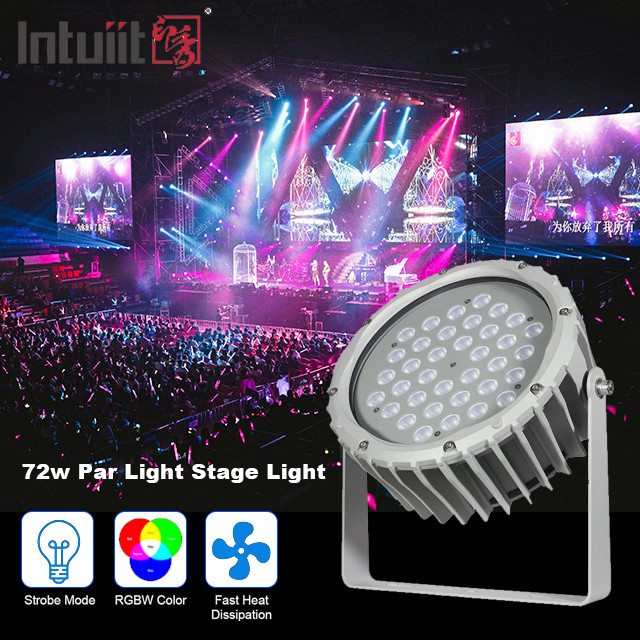 72w RGBW DMX512 জলরোধী LED ফ্লাড লাইট বাইরের ল্যান্ডস্কেপ গার্ডেন রাউন্ড স্টেজ পার লাইট