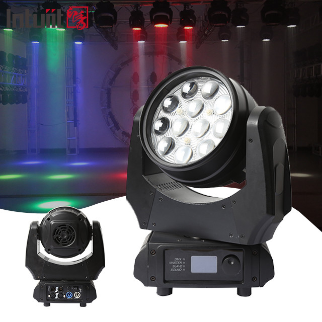 LED 12x10W 4in1 RGBW ওয়াশার জুম ডিজে ডিস্কো নাইট ক্লাব বিয়ের জন্য হেড স্টেজ লাইট