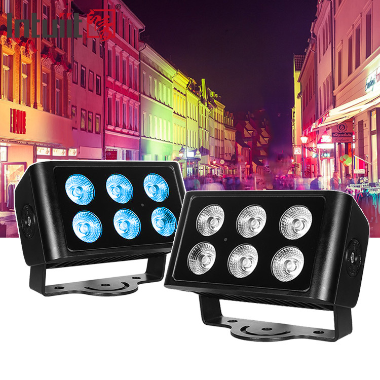 বহিরঙ্গন রঙিন আলো 6X5W নেতৃত্বাধীন ওয়াল ওয়াশ লাইট বহিরঙ্গন বাগান নেতৃত্বাধীন ওয়াশ Rgbw Dmx নেতৃত্বাধীন বন্যা আলো