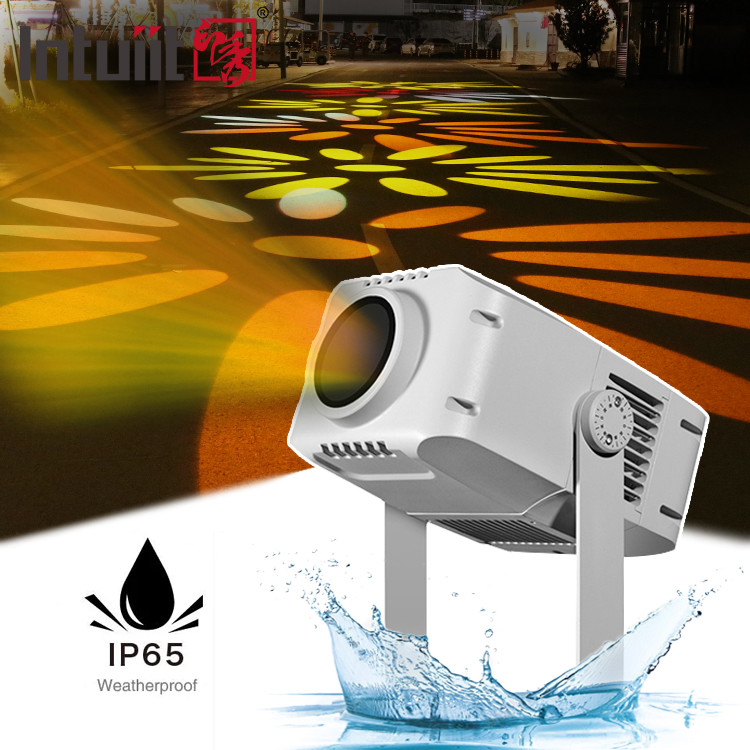 100W আউটডোর বিজ্ঞাপন এলইডি গোবো লোগো প্রজেক্টর হালকা ঘোরানো জলরোধী DMX512 নিয়ন্ত্রণ অ্যালুমিনিয়াম বিম প্রজেক্টর আইপি 65 রেট