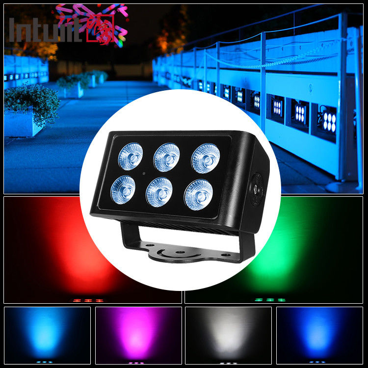 আউটডোর ওয়াটারপ্রুফ 6x5W সিটি কালার LED ওয়াল ওয়াশার লাইট 4in1 RGBW ফ্লাডলাইট হোটেল ও বিল্ডিংগুলির জন্য DMX512 কন্ট্রোল মোড
