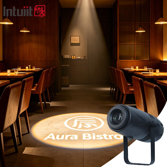 40W LED লোগো প্রজেক্টর বিয়ের ইভেন্ট প্রদর্শনী শোরুমের জন্য কাস্টম গোবো লাইট হাই ডিফিনিশন ইনডোর প্রজেকশন ল্যাম্প