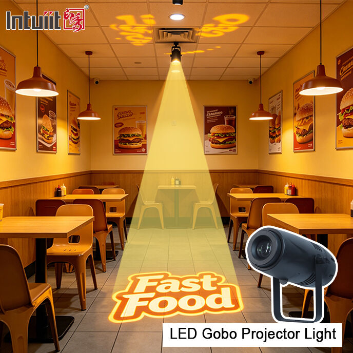 পেশাদার 40W LED ইনডোর গোবো প্রজেক্টর হালকা ঘোরানো কাস্টম ইমেজ লোগো প্রজেকশন ল্যাম্প বিবাহের জন্য রেস্তোঁরা মল সজ্জা