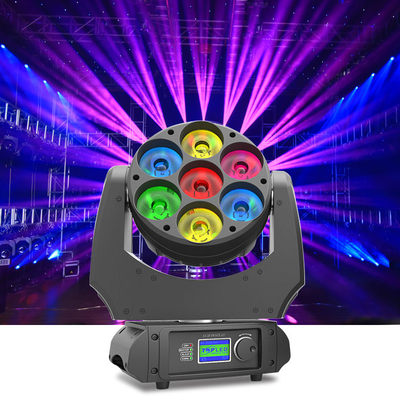 মিনি স্টেজ ডিজে এলইডি মুভিং হেড লাইট বি আই 7pcs 40w DMX বিম ওয়াশ জুম 4 ইন 1 RGBW 7x40w