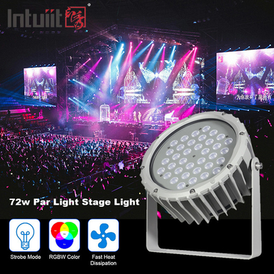 72w RGBW DMX512 জলরোধী LED ফ্লাড লাইট বাইরের ল্যান্ডস্কেপ গার্ডেন রাউন্ড স্টেজ পার লাইট