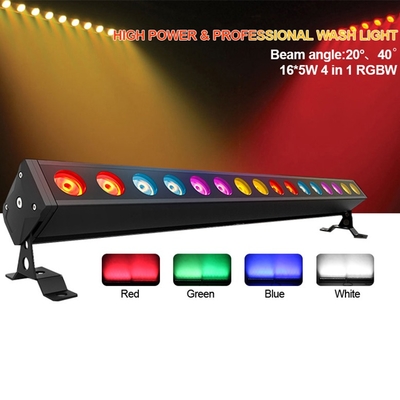 16x5W RGBW 4in1 LED ডিজে ওয়াশ বার লাইট ওয়াল ওয়াশার ডিস্কো স্টেজ লাইট সরঞ্জাম