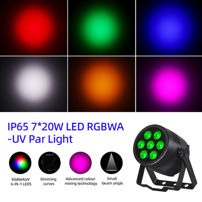 LED পার লাইট 6in1 স্টেজ আপলাইট 7x20W RGBWA-UV DMX512 কন্ট্রোল আউটডোর ডিজে লাইট স্টেজ পার্টি ক্লাব ডিস্কো ওয়েডিং ইভেন্টগুলির জন্য