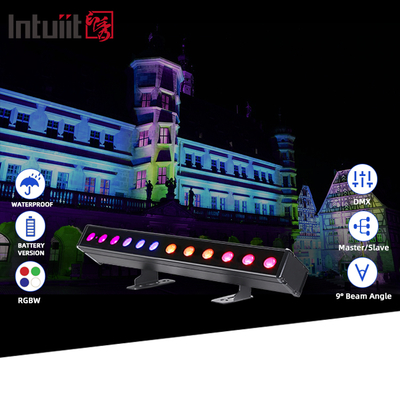 IP65 ব্যাটারি পাওয়ার এলইডি ওয়াল ওয়াশার 12pcsx2W RGBW 4in1 এলইডি বার লাইট আউটডোরের জন্য