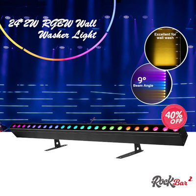 ওয়াশ লাইট IP20 DMX512 উন্নত স্মার্ট সঙ্গীত সমাধান 24*2W RGBW LED লাইট লিনিয়ার বার ওয়াল ওয়াশার