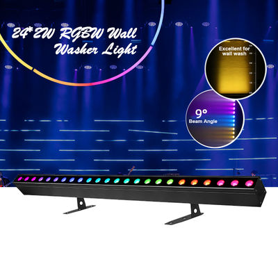 ওয়াশ লাইট IP20 DMX512 উন্নত স্মার্ট সঙ্গীত সমাধান 24*2W RGBW LED লাইট লিনিয়ার বার ওয়াল ওয়াশার