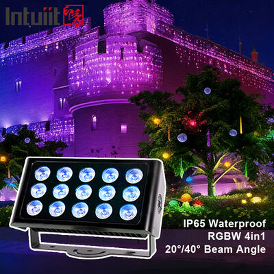 পেশাদার IP65 জলরোধী LED ফ্লাড লাইট 15x5W RGBW 4 ইন 1 আউটডোর ল্যান্ডস্কেপ স্পট লাইট অ্যালুমিনিয়াম আর্কিটেকচারাল ওয়াশ লাইট
