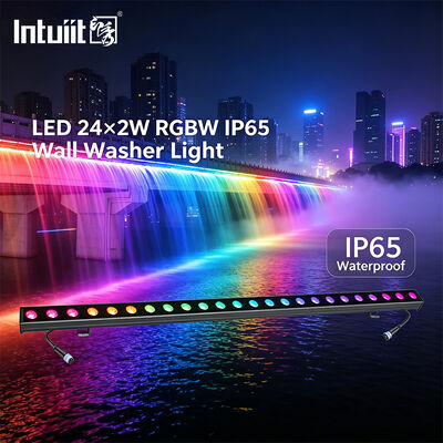 আউটডোর LED ওয়াল ওয়াশার বার 24x2W RGBW 4in1 IP65 ওয়াটারপ্রুফ DMX512 বিল্ডিং ফ্যাসেড ল্যান্ডস্কেপ ব্রিজ স্টেজ আলোর জন্য লিনিয়ার ওয়াশ