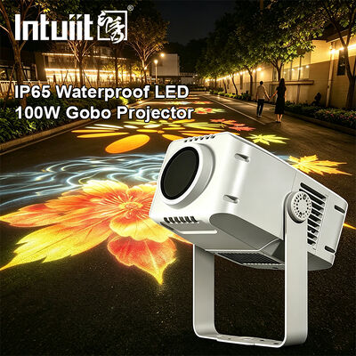 100W লোগো গোবো প্রজেক্টর লাইট ¢ আইপি 65 আউটডোর ডিএমএক্স 512 বিজ্ঞাপন, বিল্ডিং এবং ইভেন্টের জন্য কাস্টম প্যাটার্ন প্রজেকশন